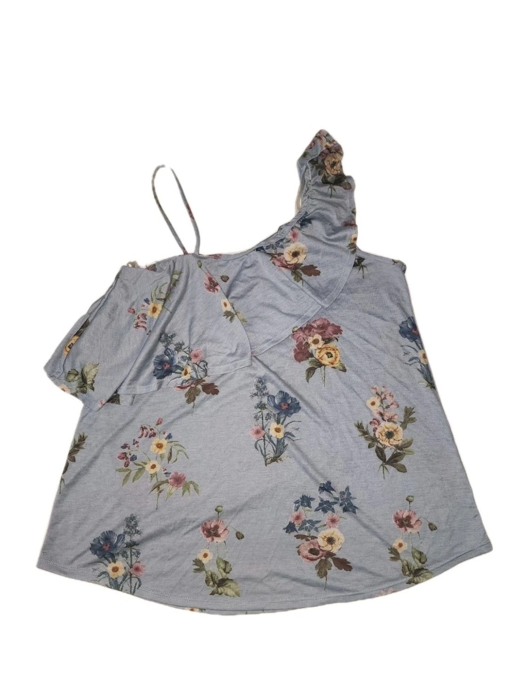 mts Light Blue Floral One-Shoulder Camisole Large